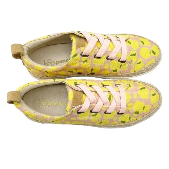 Spenco Malibu Lace Summer Platform Sneaker Bokeh Blush & Yellow Women’s Size 10 - Picture 2 of 16